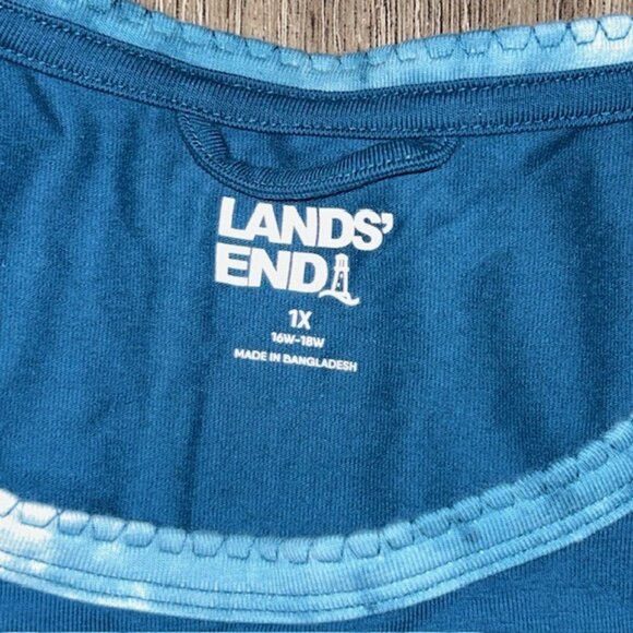 Lands' End Women's 2-Piece Knit Short Pajama Set, Blue, Size 1X (16W-18W) - Picture 6 of 7